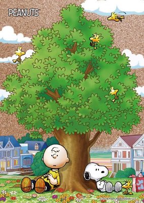 88-032 絕版88片大片軟木日本進口拼圖 SNOOPY 史努比 大樹下休息
