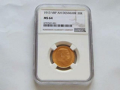 NGC MS64 好品相丹麥1913年20克朗金幣 8.963463 可議價 特價【漢都館藏】