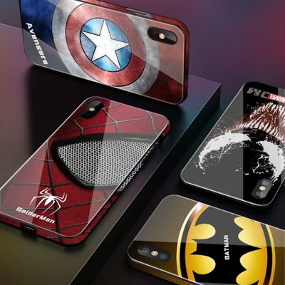 漫威Marvel復仇者聯盟美國隊長猛毒iPhone 11彩邊手機殼 蘋果6s 7 8 iX XR XS Max軟邊玻璃殼-337221106