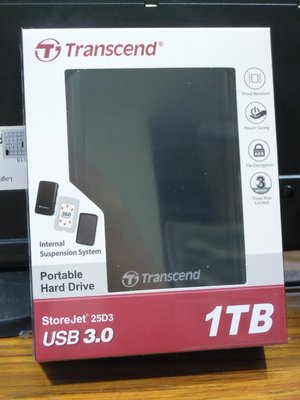 ...點子電腦-北投..◎創見Transcend StoreJet 25D3 1TB USB 3.0行動硬碟◎1990元