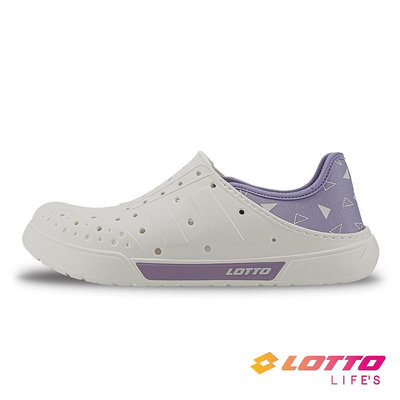 【LOTTO 義大利】女 Salina輕量洞洞鞋(白/紫-LT2AWS7167)-24CM