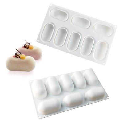 【促銷】8連小黃人膠囊橢圓蛋糕慕斯食品硅膠模具夾心夾餡冰淇淋模具枕頭