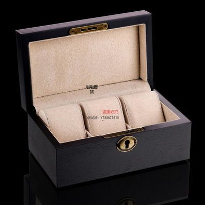錶盒 實木質手表盒黑色腕表盒子簡約帶鎖手串鏈機械單個收納整理展示箱