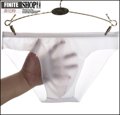 Finite-菲尼特-男士冰絲透明內褲無痕裁剪超薄低腰性感一片式三角褲青年褲頭