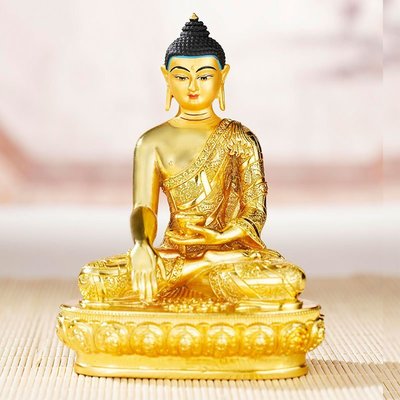 【熱賣精選】純銅釋迦牟尼佛像鎏金佛像藏傳佛教用品5寸釋迦牟尼佛像