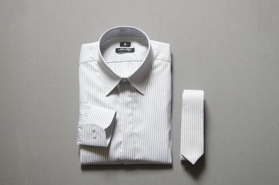 imagesuit 參考LV風格製作白色條紋襯衫領帶a887