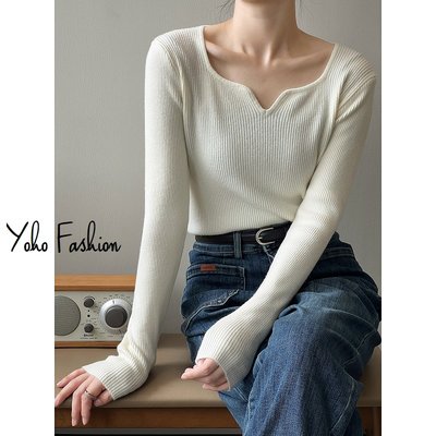 YOHO 微絨感長袖針織衫 (YS4237) 秋冬質感超好的小V領安迪絨長袖針織衫 預購
