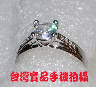 莫桑石擬真鑽石戒子女款式十S925銀電鍍白金開口戒(0.7克拉莫桑石款)