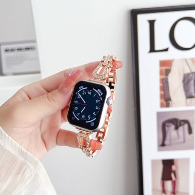 皇冠鑲鑽手鍊女士錶帶 適用於 Apple Watch S8/Ultra/7/6/se2/4 蘋果智能手錶配件