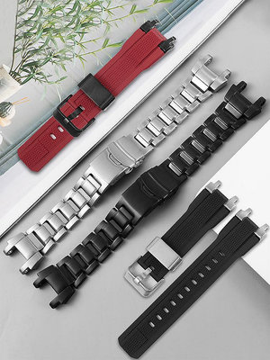 【熱賣精選】手錶配件 適配卡西歐g-shock鋼鐵之心樹脂硅膠手錶帶MTG-B1000 G1000鋼帶