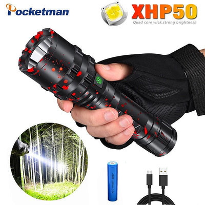 6000流明強力手電筒XHP50.2 L2 LED手電筒USB可手電筒狩獵手電筒-來可家居