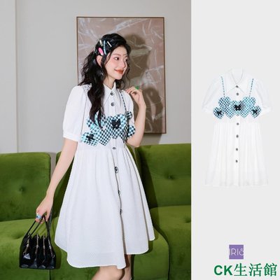 CK生活館IRIS BOUTIQUE 泰國製造 小眾設計品牌 夏季新品 夏至未至襯衫馬甲假兩件洋裝女短袖