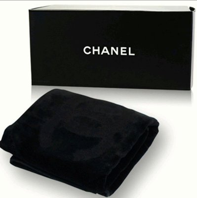 Chanel 香奈兒 經典LOGO棉質方巾 黑色