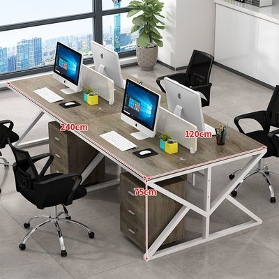 職員辦公桌電腦桌公司隔斷辦工桌卡座2/4/6人位屏風辦公桌椅組合 Rian