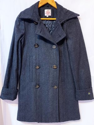 NANA 日本古著 英國精品 Vivienne Westwood 造型領折袖口袋 長大衣外套 深灰色