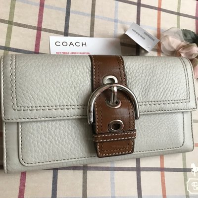 全新真品 Coach 41512 白色荔枝紋皮革長夾