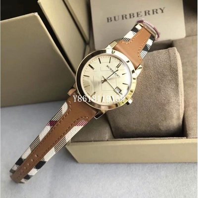 BURBERRY手錶 BU9133 英倫經典立體格紋真皮革錶帶腕錶/女錶/