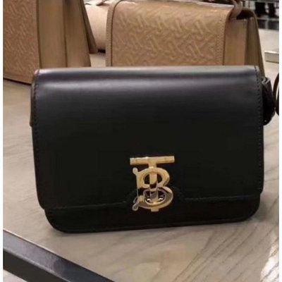 二手 BURBERRY TB Logo Bum Bag 皮革 腰包 皮帶包 黑色 胸口 99新現貨