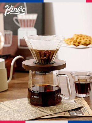 Bincoo手沖咖啡壺套裝咖啡V60過濾器八角玻璃沖泡分享壺咖啡器具熱心小賣家