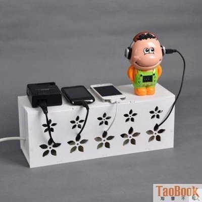 超大電線收納盒 電源線集線器 插線板電腦線整理盒 插座充電器收納(花兒朵朵【小號】)