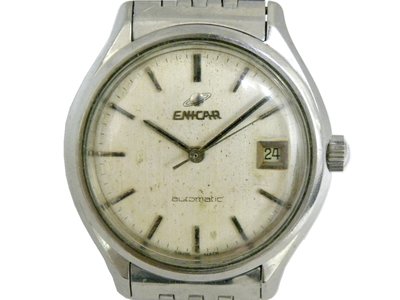 [專業模型] 機械錶 [ENICAR S3039] 英納格 圓型自動上鍊錶[銀色面+日期]時尚/軍錶/中性錶