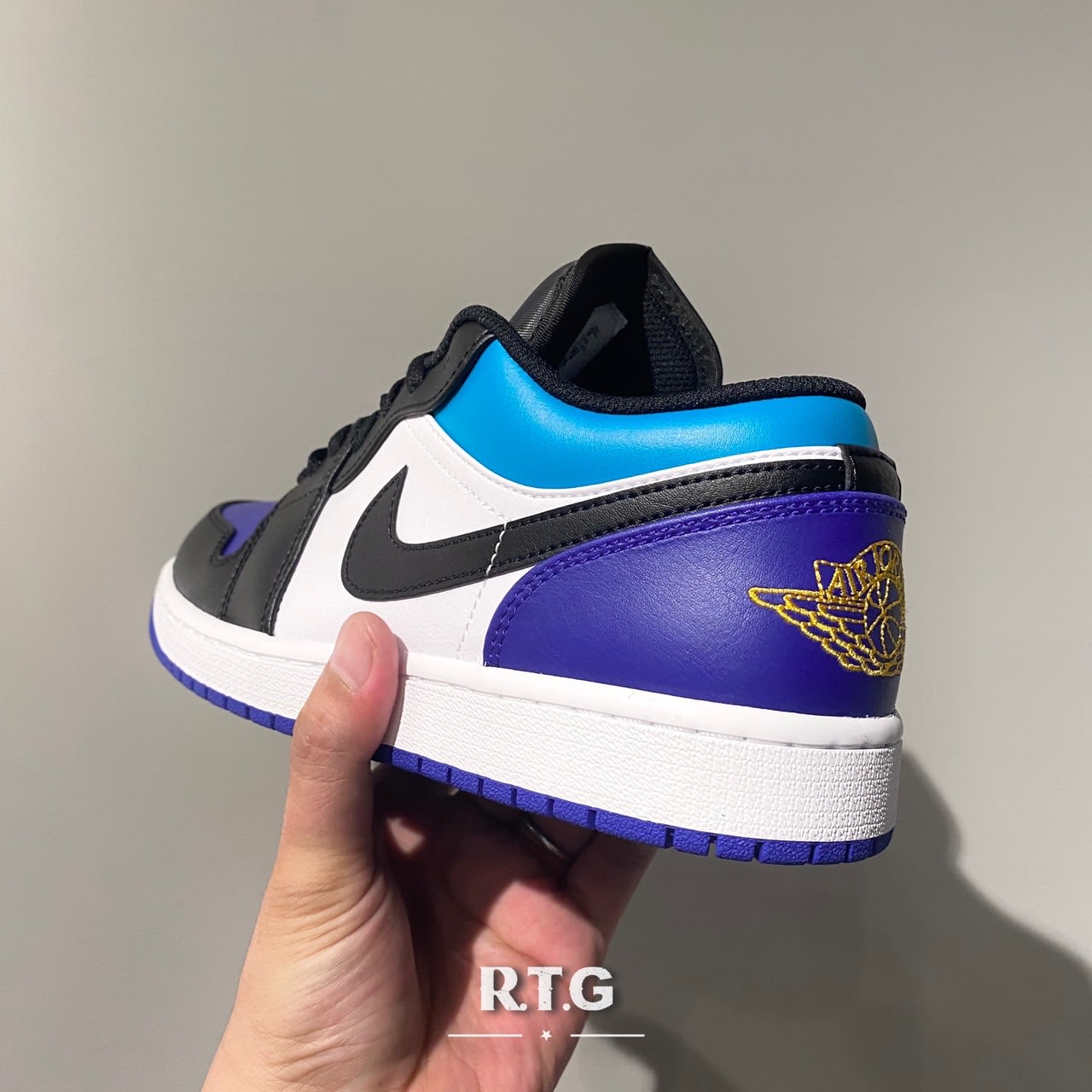 RTG】NIKE AIR JORDAN 1 LOW AQUA 黑紫藍低筒黃色翅膀復古男鞋553558