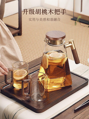 日式冷水壺玻璃耐高溫家用大容量涼水杯涼水壺果汁涼白開耐熱水壺~優樂美
