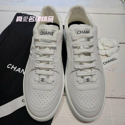 《真愛名牌精品》CHANEL  G45079 白色 球鞋 休閒鞋  38號 **全新** 代購