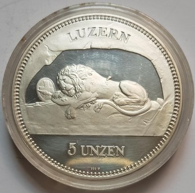 瑞士銀幣 1988 5 Unzen Lowendenkmal Silver Medal.