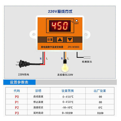 現貨：W3003數字智能溫控儀 數顯微電腦電子溫控器 鍋爐自動溫度控制器