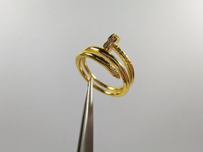 【少女館】新款CARTIER戒指卡地亞釘子戒指時尚雙層 鑲鑽戒指經典情侶戒指對戒珠寶 首飾 飾品VH450