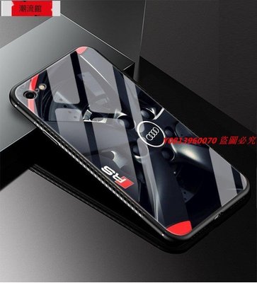 現貨熱銷-易車汽配 AUDI RS 玻璃 手機殼 背蓋 Iphone 6 6s 7 8 X 保護殼 卡鉗 鋁圈 圖案