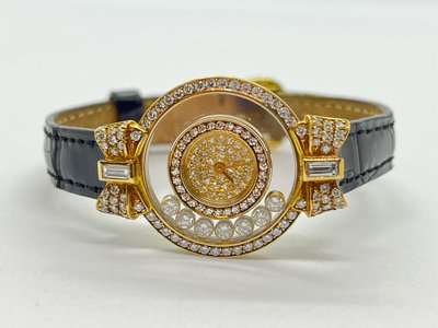 全網最低價 原廠蕭邦 原裝7顆快樂鑽錶 Chopard happy diamond 18k 肖邦 原鑲滿天星鑽圈鑽腳蝴蝶結 20/5020