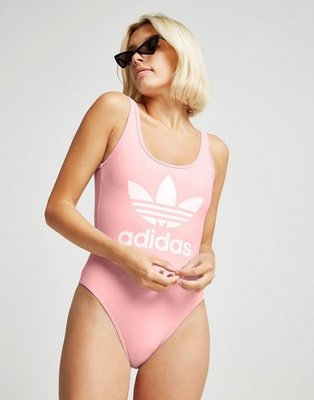 南 現 adidas Trefoil Swimsuit 三葉草 連身 游泳衣 泳裝 黑色 粉紅 粉橘 水藍