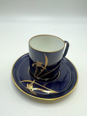 日本香蘭社帝王藍蘭花咖啡杯紅茶杯摩卡杯