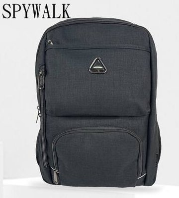 【免運】SPYWALK 勝德豐  USB防盜後背包 筆電後背包 休閒後背包 書包 胸扣 #9273黑色