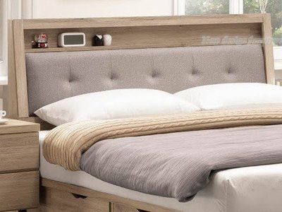 【N D Furniture】台南在地家具-木心板浮雕橡木色搭配貓抓皮革床片5尺床頭/雙人床頭/床片LH