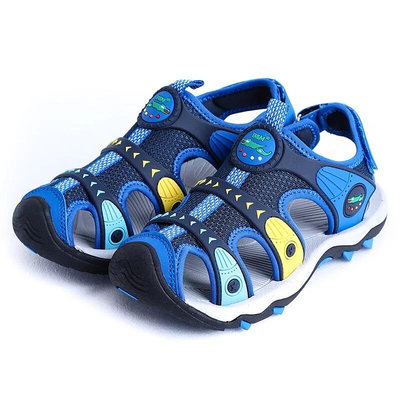 【維玥體育】 母子鱷魚 童款 兒童護趾運動涼鞋 BAL6085 藍