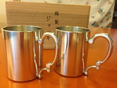 日本製 大阪錫器  錫製啤酒杯一組/2pcs（木盒裝）