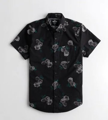 HCO Hollister 海鷗 花朵 襯衫 短袖 襯衫 黑色 美國姐妹屋