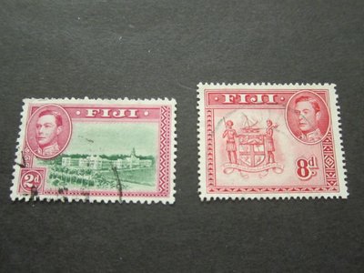 【雲品4】斐濟Fiji 1938 Sc 121a,126 FU 庫號#BP06 53159