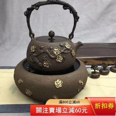 二手 低出售日本藏王堂復古老鐵壺 櫻花鐵壺純手工無涂層鐵壺
