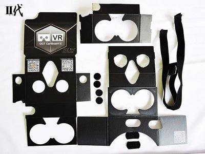 DIY VR 2代 Google Cardboard2代,外層覆膜防污,T型頭戴,遊戲按鈕,3D VR眼鏡,VR虛擬實境