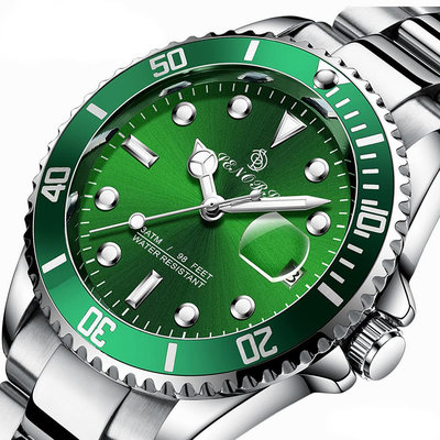男士手錶 賽娜斯SENORS 綠水鬼夜光 實心錶帶全自動機械錶 SN159