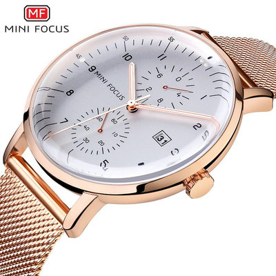 MINIFOCUS 品牌簡約商務男表日本機芯日歷夜光防水休閒時尚男生禮物造型手錶