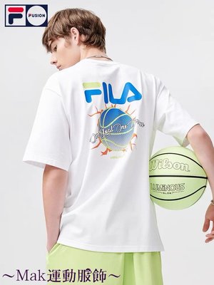 ～Mak運動服飾～ FILA 斐樂 潮牌男子針織短袖衫2021夏季新款籃球印花寬鬆T恤上衣 214977
