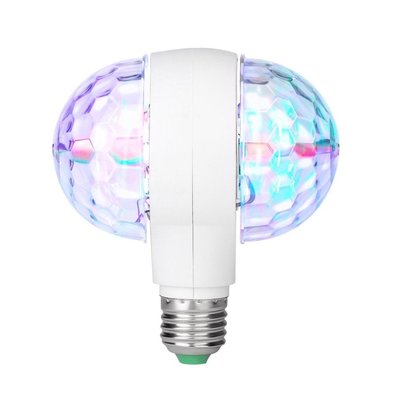 水晶球旋轉LED舞臺燈泡迪斯科燈 LED迷你派對舞檯燈 雙球燈泡舞檯燈RGB彩色燈光 E27 LED6W RGB