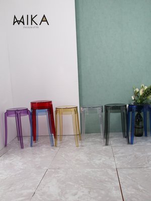 北歐時尚吧凳創意高腳凳亞克力塑料透明椅子現代簡約吧臺凳小圓凳-爆款
