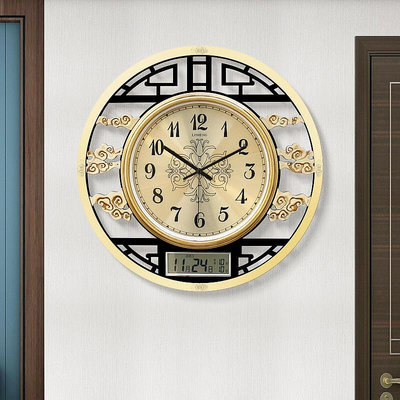 新中式掛鐘輕奢客廳靜音鐘表創意個性大氣時鐘時尚掛表家用石英鐘