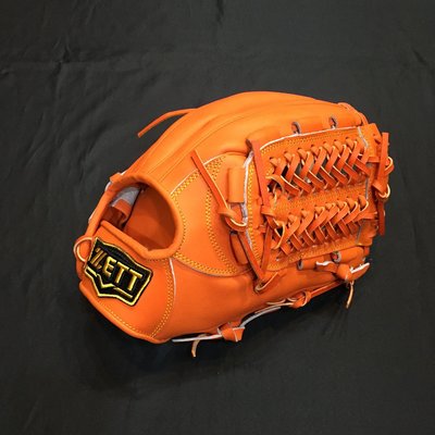 棒球世界全新20年ZETT日本皮硬式棒壘手套特價橘色內網12.5吋